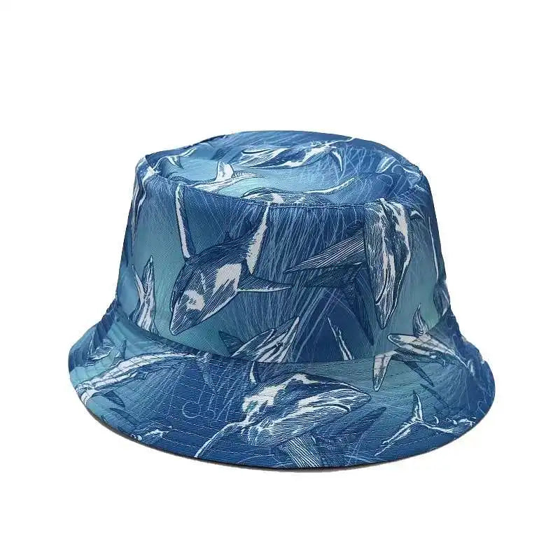 Double-Sided Ocean Print Bucket Hat for Men/Women Travel & Outdoor Casual Hip Hop