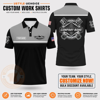 Custom Mechanic Work Pattern Polo Shirt Uniform For Men