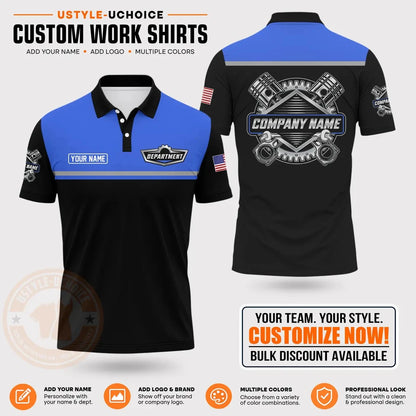Custom Mechanic Work Pattern Polo Shirt Uniform For Men