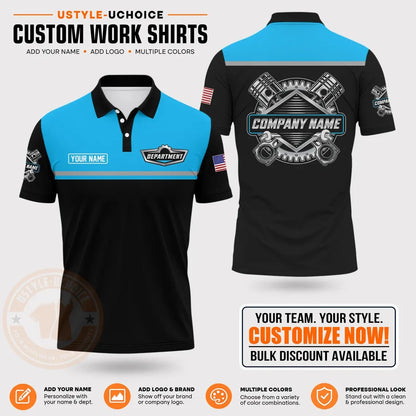 Custom Mechanic Work Pattern Polo Shirt Uniform For Men