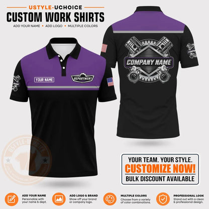 Custom Mechanic Work Pattern Polo Shirt Uniform For Men