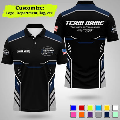 Custom Racing Polo Shirt  Stripe Color  Uniform Motorsport Tee Tops