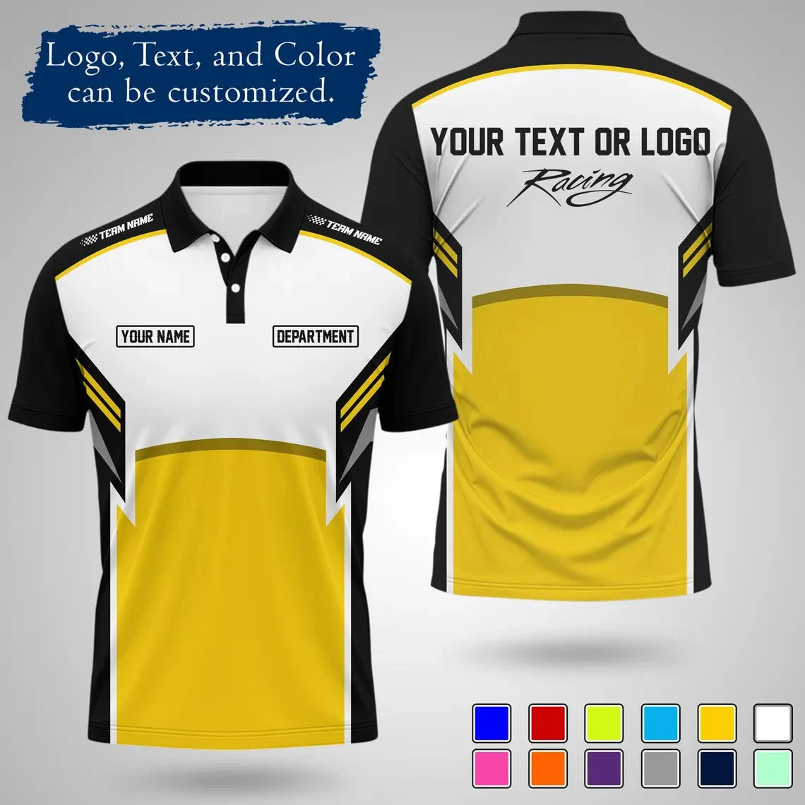 Custom Racing Polo Shirt  Team Name Print Breathable For Work