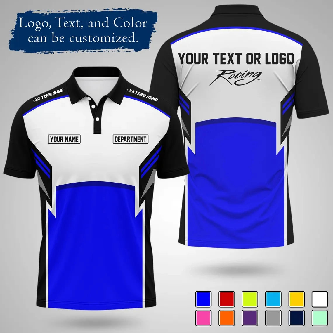 Custom Racing Polo Shirt  Team Name Print Breathable For Work