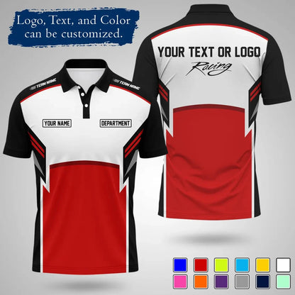 Custom Racing Polo Shirt  Team Name Print Breathable For Work