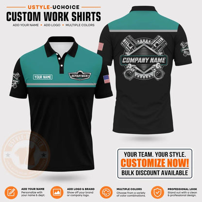 Custom Mechanic Work Pattern Polo Shirt Uniform For Men