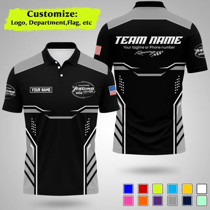 Custom Racing Polo Shirt  Stripe Color  Uniform Motorsport Tee Tops