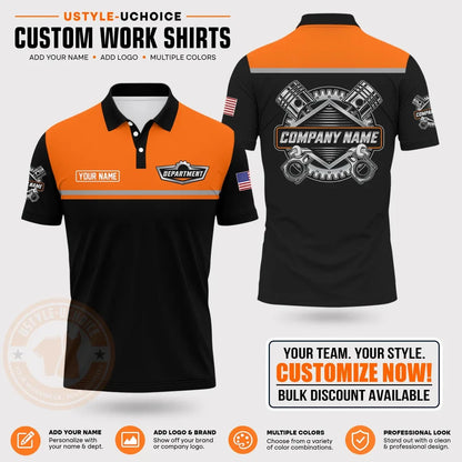 Custom Mechanic Work Pattern Polo Shirt Uniform For Men