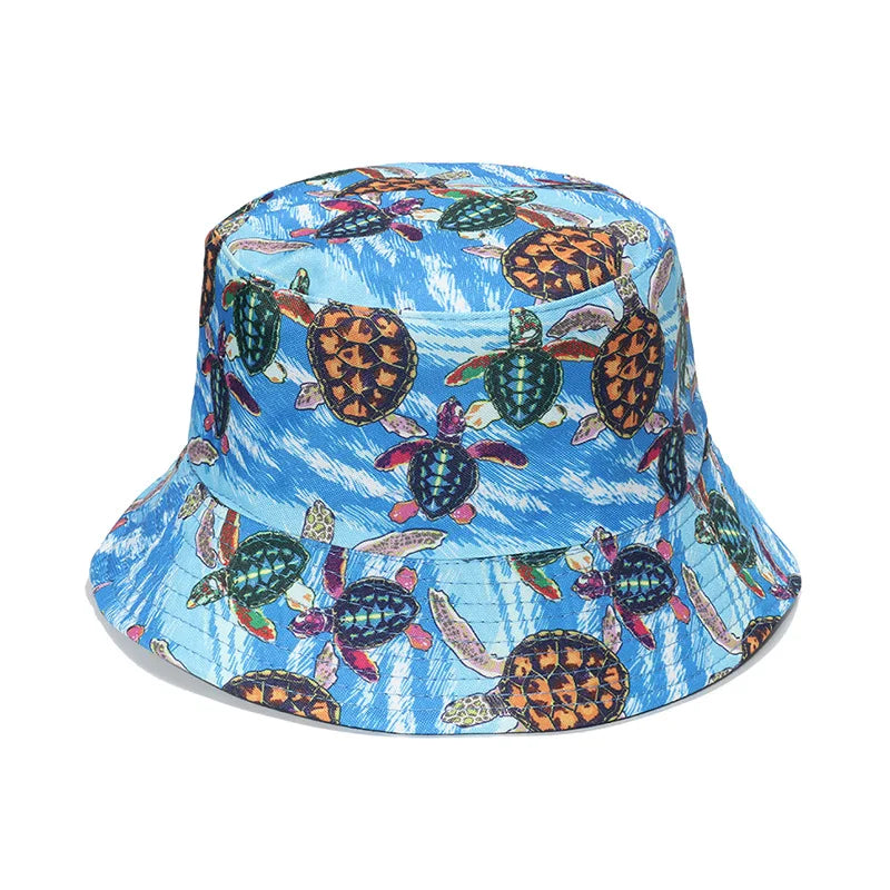 Double-Sided Ocean Print Bucket Hat for Men/Women Travel & Outdoor Casual Hip Hop
