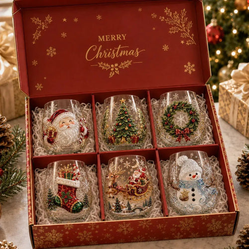 Santa & Snowman Christmas Glass Cup