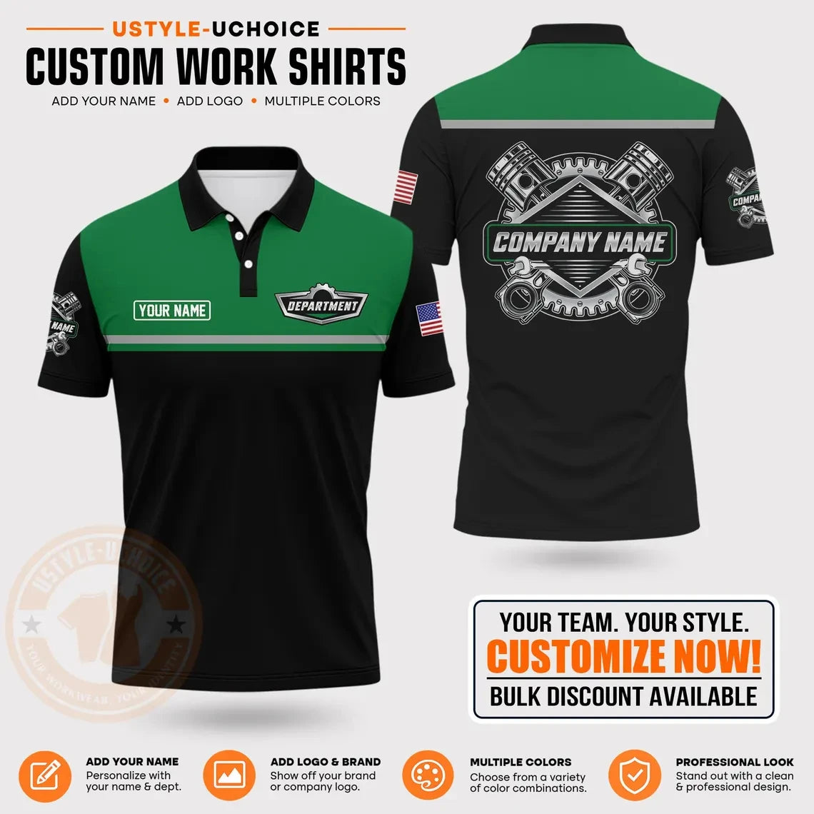 Custom Mechanic Work Pattern Polo Shirt Uniform For Men