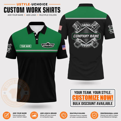 Custom Mechanic Work Pattern Polo Shirt Uniform For Men