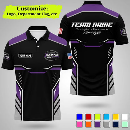 Custom Racing Polo Shirt  Stripe Color  Uniform Motorsport Tee Tops