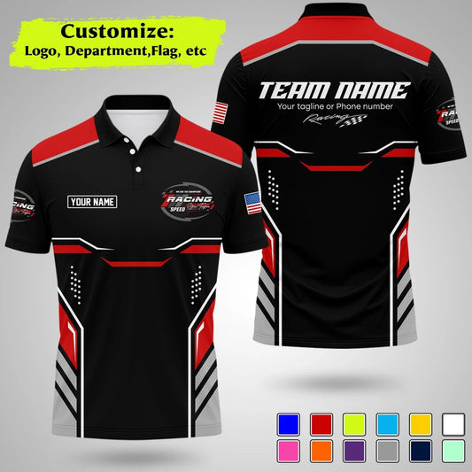 Custom Racing Polo Shirt  Stripe Color  Uniform Motorsport Tee Tops