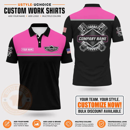 Custom Mechanic Work Pattern Polo Shirt Uniform For Men
