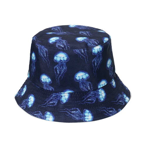 Double-Sided Ocean Print Bucket Hat for Men/Women Travel & Outdoor Casual Hip Hop