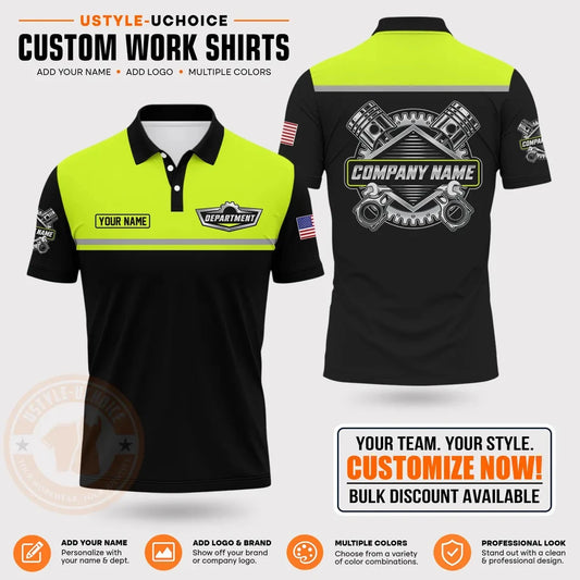 Custom Mechanic Work Pattern Polo Shirt Uniform For Men