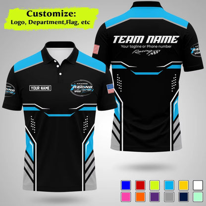 Custom Racing Polo Shirt  Stripe Color  Uniform Motorsport Tee Tops