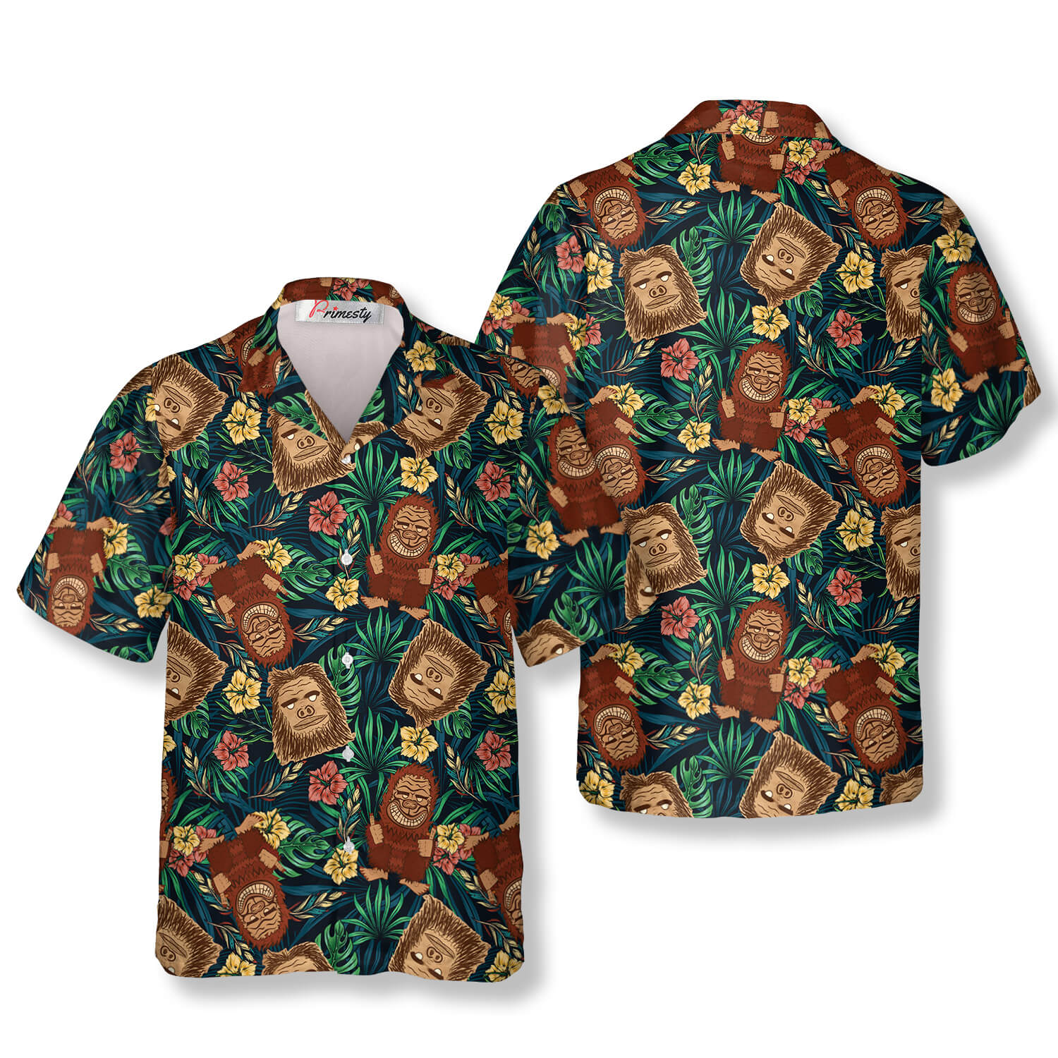 Sasquatch Tiki Bigfoot Hawaiian Shirts - Primesty