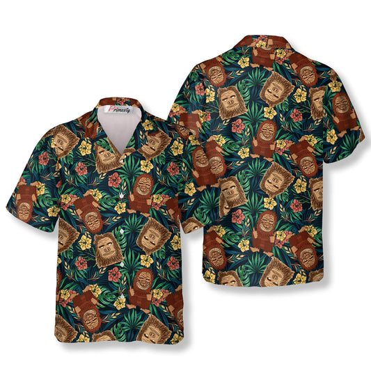Sasquatch Tiki Bigfoot Hawaiian Shirts - Primesty