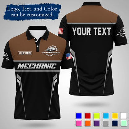 Customizable Mechanic Work Text And Logo Polo Shirts