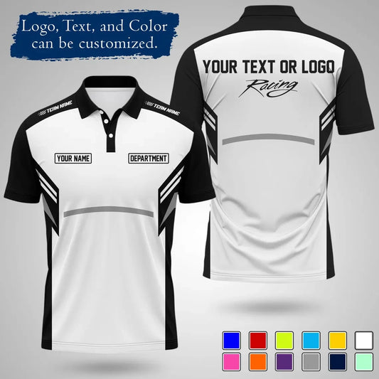 Custom Racing Polo Shirt  Team Name Print Breathable For Work