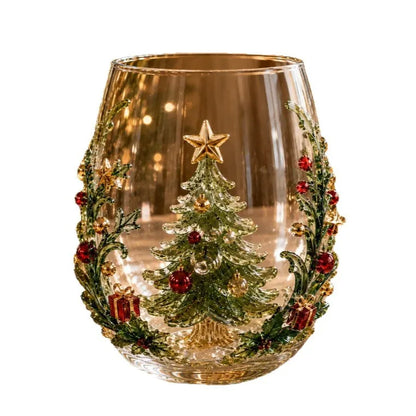 Santa & Snowman Christmas Glass Cup