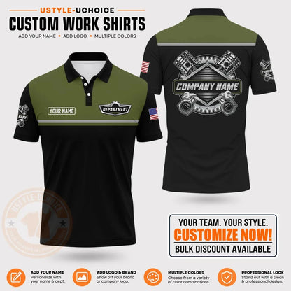 Custom Mechanic Work Pattern Polo Shirt Uniform For Men
