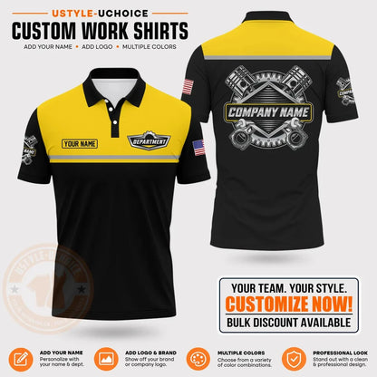 Custom Mechanic Work Pattern Polo Shirt Uniform For Men