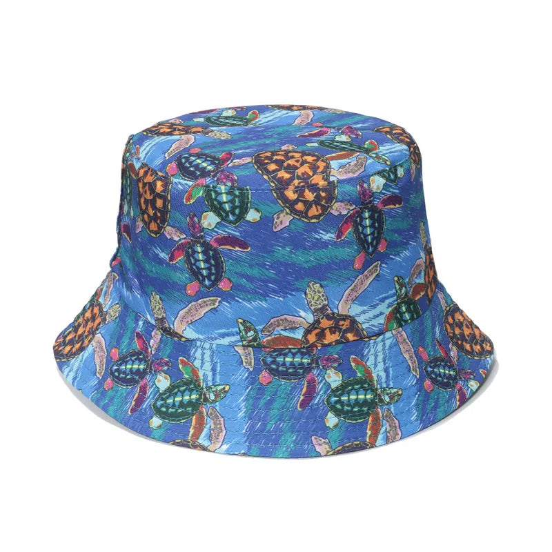 Double-Sided Ocean Print Bucket Hat for Men/Women Travel & Outdoor Casual Hip Hop