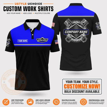Custom Mechanic Work Pattern Polo Shirt Uniform For Men