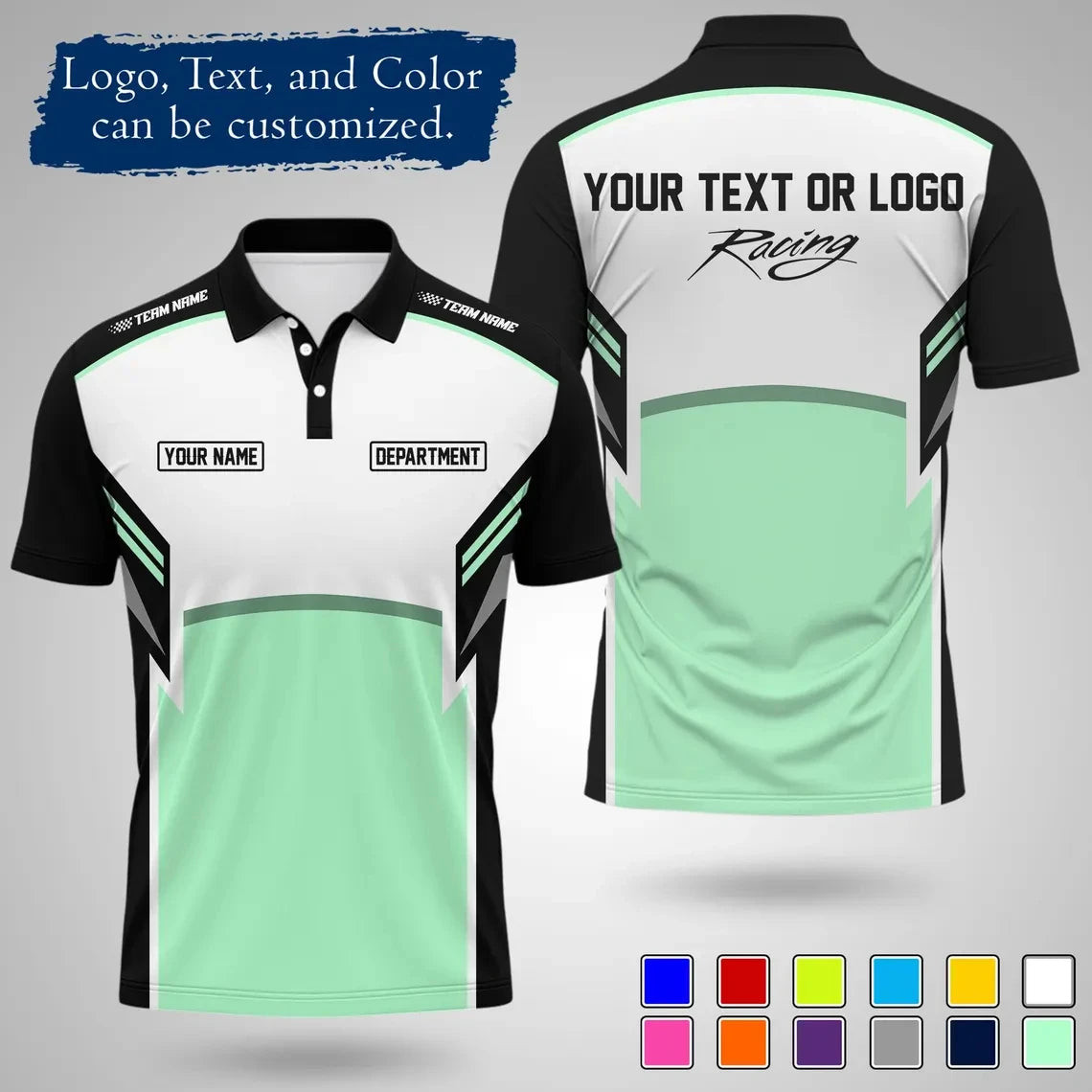 Custom Racing Polo Shirt  Team Name Print Breathable For Work