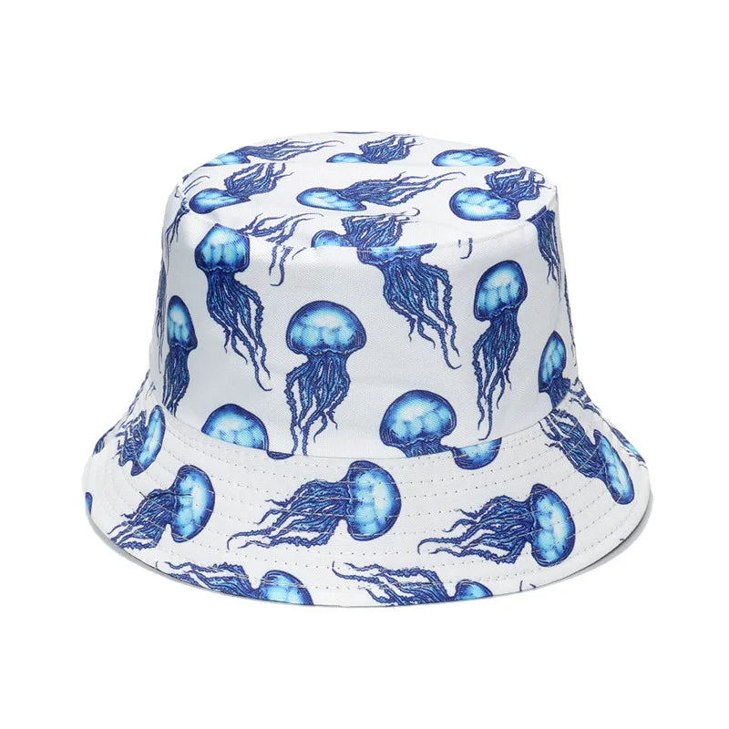 Double-Sided Ocean Print Bucket Hat for Men/Women Travel & Outdoor Casual Hip Hop