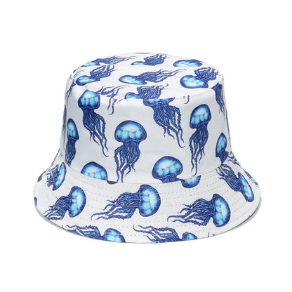 Double-Sided Ocean Print Bucket Hat for Men/Women Travel & Outdoor Casual Hip Hop