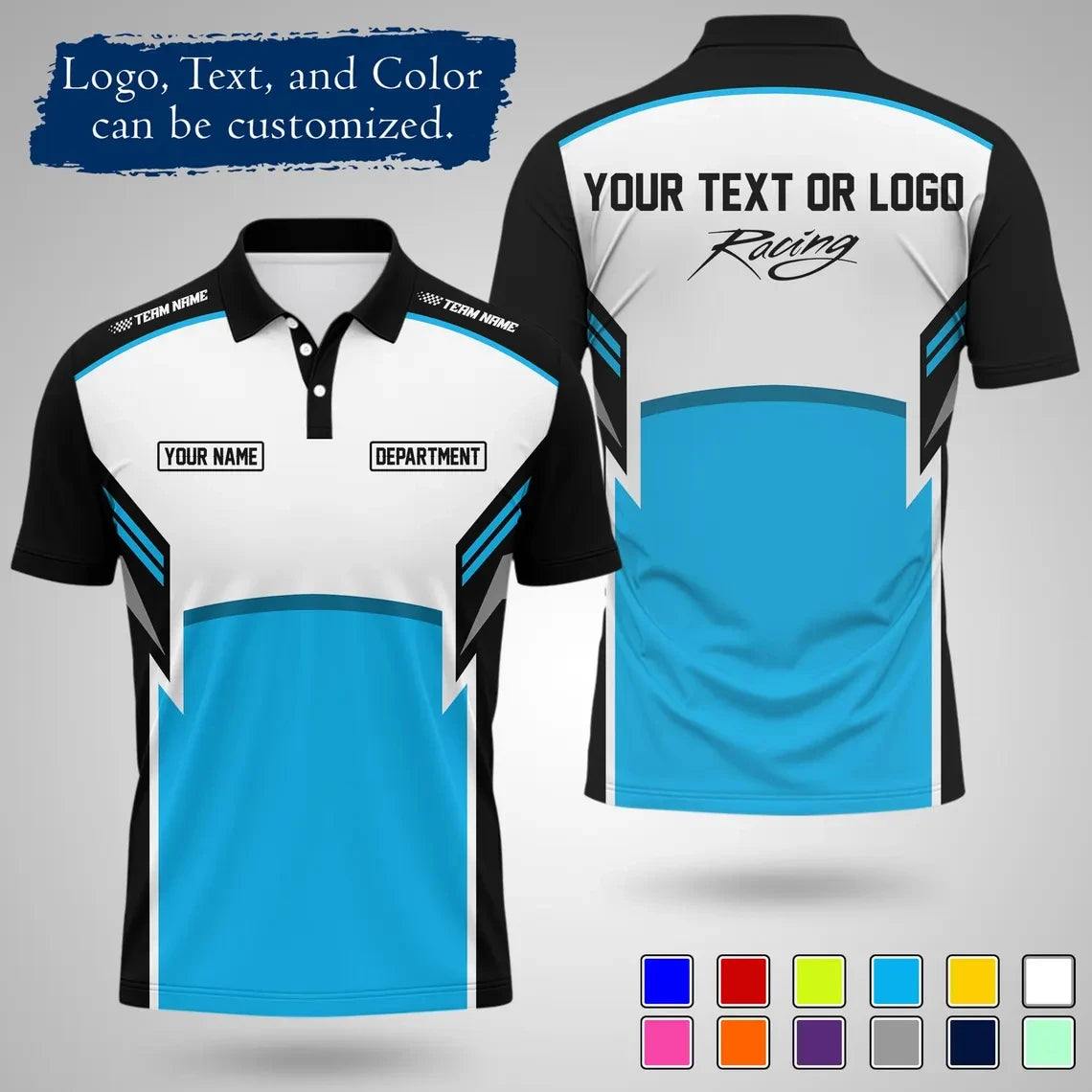 Custom Racing Polo Shirt  Team Name Print Breathable For Work