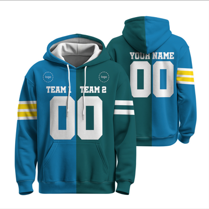 Custom Half and Half Favorite Football Team Hoodie