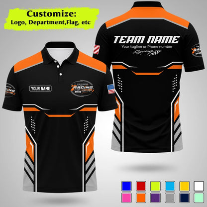 Custom Racing Polo Shirt  Stripe Color  Uniform Motorsport Tee Tops