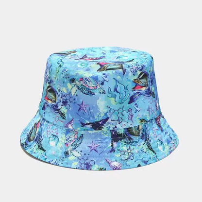 Double-Sided Ocean Print Bucket Hat for Men/Women Travel & Outdoor Casual Hip Hop