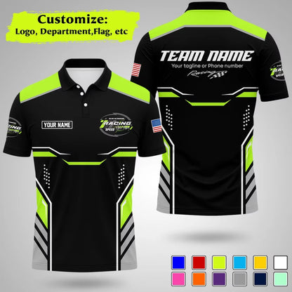 Custom Racing Polo Shirt  Stripe Color  Uniform Motorsport Tee Tops