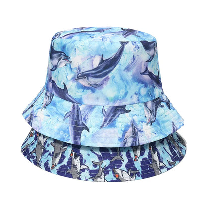 Double-Sided Ocean Print Bucket Hat for Men/Women Travel & Outdoor Casual Hip Hop