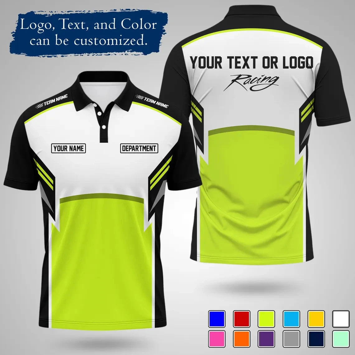 Custom Racing Polo Shirt  Team Name Print Breathable For Work
