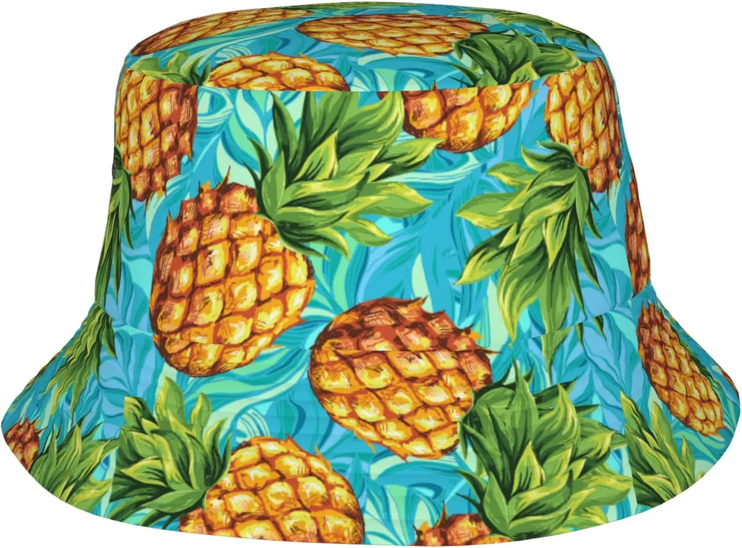 Tropical Banana Leaf Print Bucket Hat Unisex Summer Sun Hat UV Protection Casual Outdoor Beach Vacation Fisherman Hat