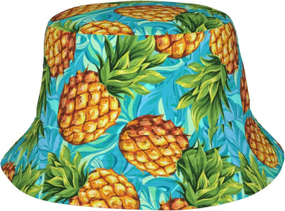 Tropical Banana Leaf Print Bucket Hat Unisex Summer Sun Hat UV Protection Casual Outdoor Beach Vacation Fisherman Hat