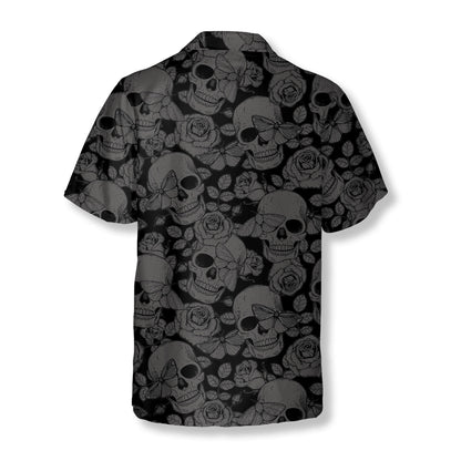 Skull Butterfly Roses Seamless Pattern Skull Hawaiian Shirt
