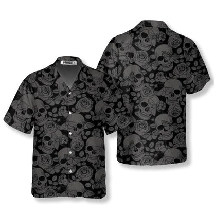 Skull Butterfly Roses Seamless Pattern Skull Hawaiian Shirt - Primesty