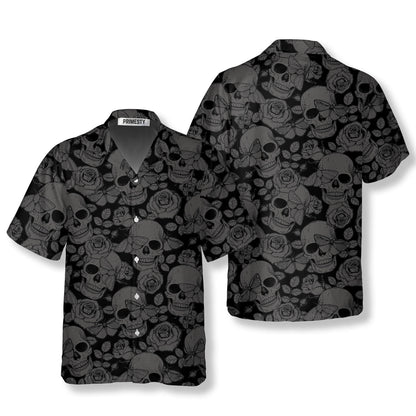 Skull Butterfly Roses Seamless Pattern Skull Hawaiian Shirt - Primesty