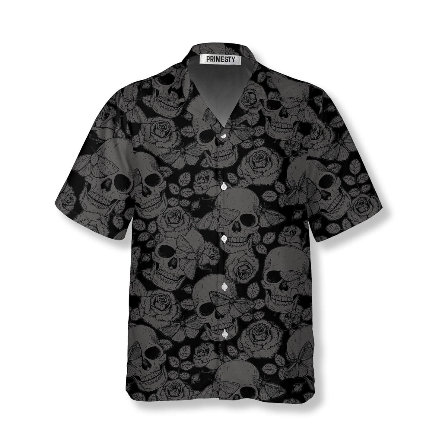 Skull Butterfly Roses Seamless Pattern Skull Hawaiian Shirt