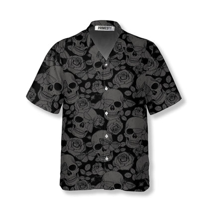 Skull Butterfly Roses Seamless Pattern Skull Hawaiian Shirt