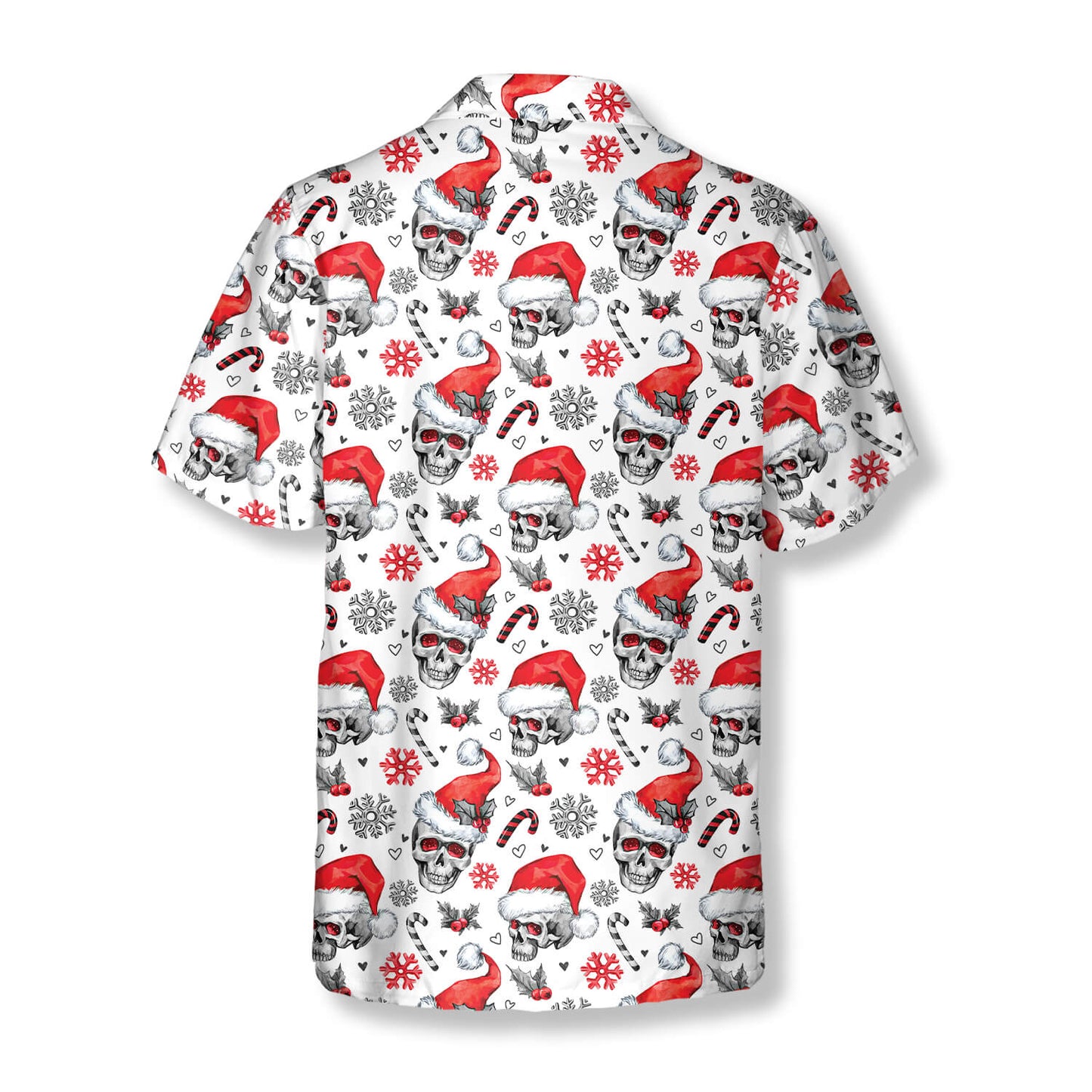 Skulls Santa Hats Christmas Seamless Pattern Skull Hawaiian Shirt