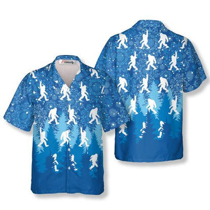 Snow Storm Bigfoot Hawaiian Shirts - Primesty